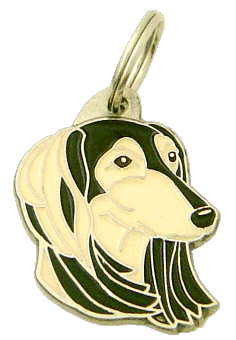 SALUKI NEGRO Y CREMA - Placa grabada, placas identificativas para perros grabadas MjavHov.